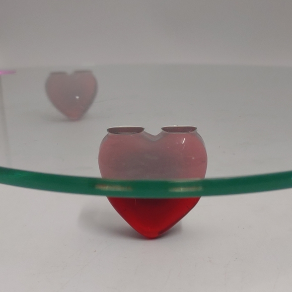 Heart Shaped Glass 12" Charcuterie Tray / Serving Platter / Dish  w Footed Heart - Picture 5 of 5